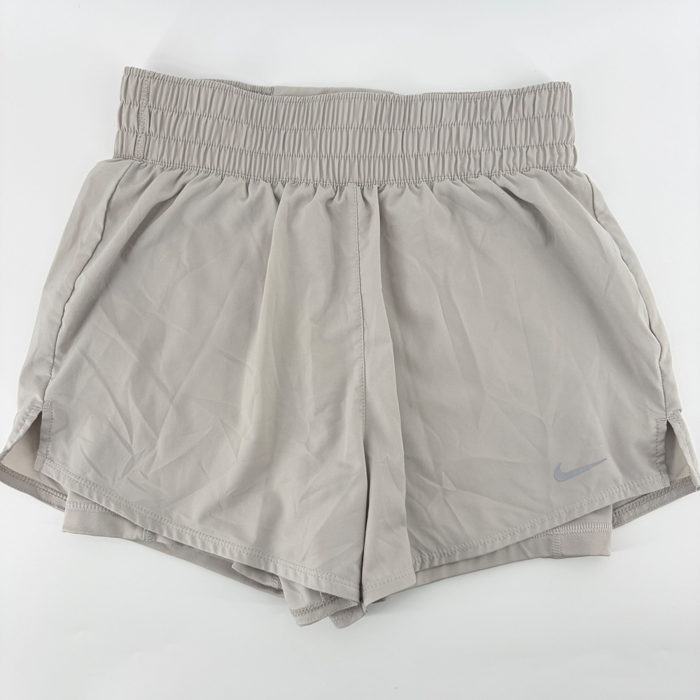 Nike Womens Shorts Small Dri-FIT 2-in-1 Running Gray Athletic Gym Workout